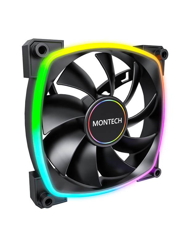 Montech AX140 PWM BK - Chassi fläkt - 140mm - Svart med RGB LED - 28 dBA