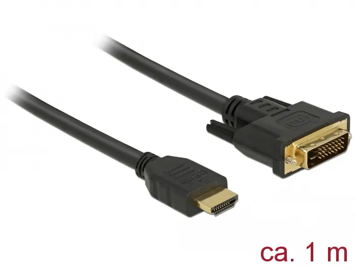 Delock HDMI till DVI 24+1-kabel dubbelriktad, 1 m