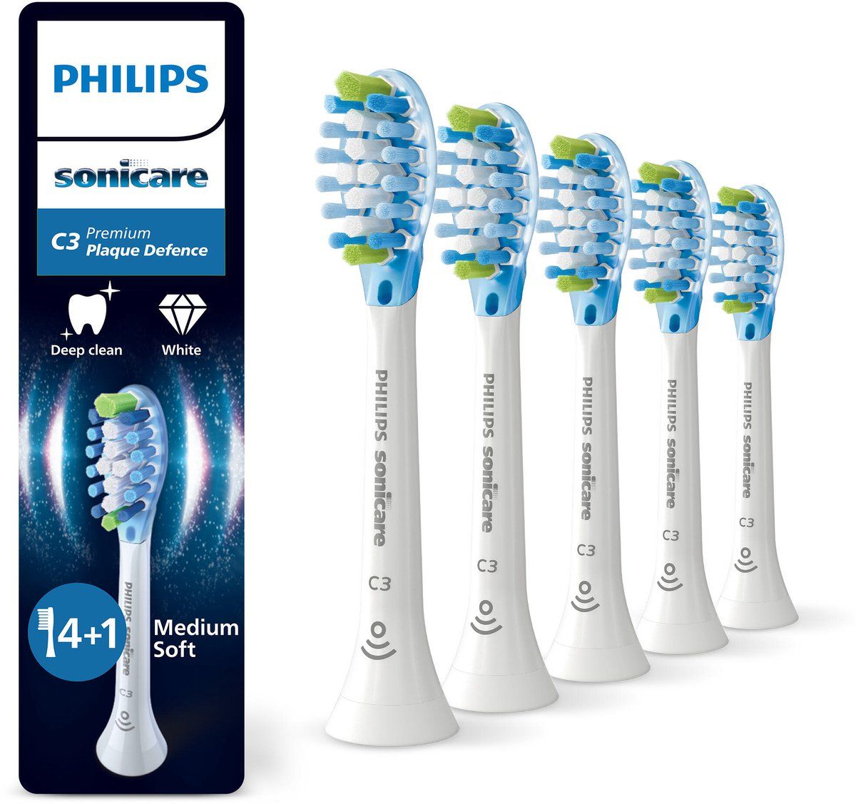 Philips Sonicare C3 Premium Plaque Defense tandborsthuvuden – vita – 5-pack, bild 4