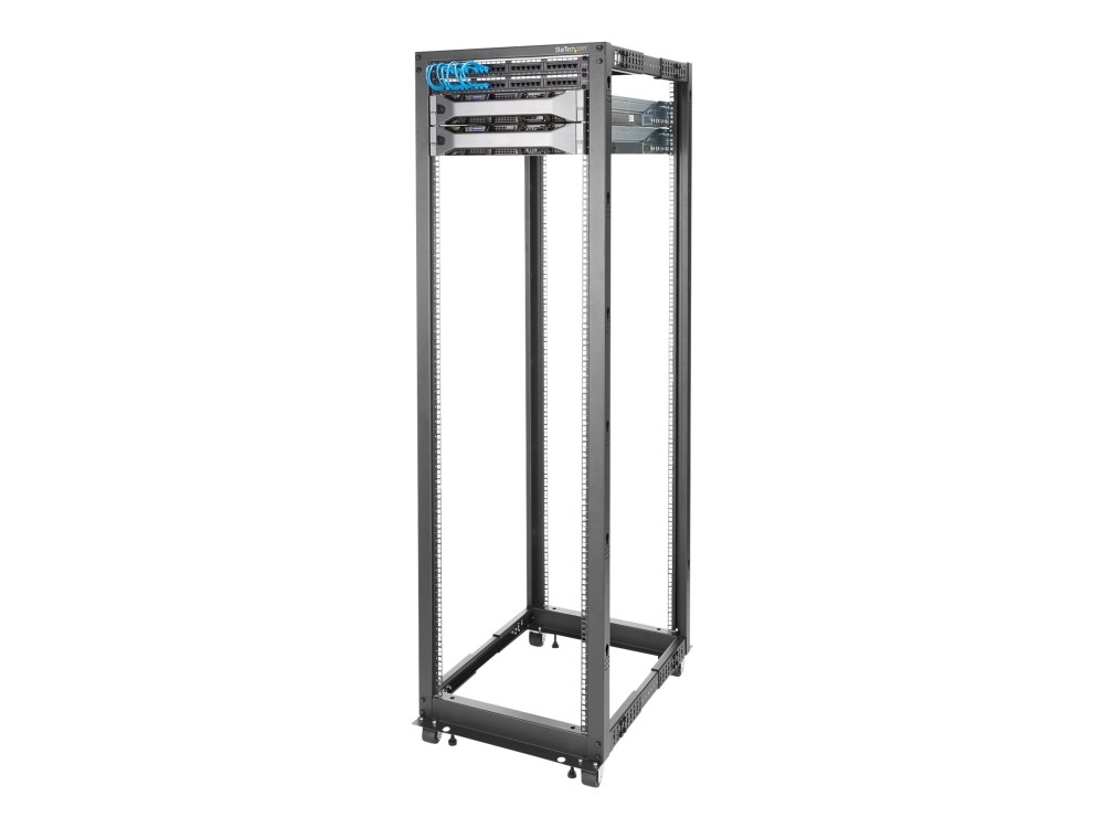 19" Startech Serverrack, 42U, öppet, 4 stolpar, justerbart djup 56-101 cm
