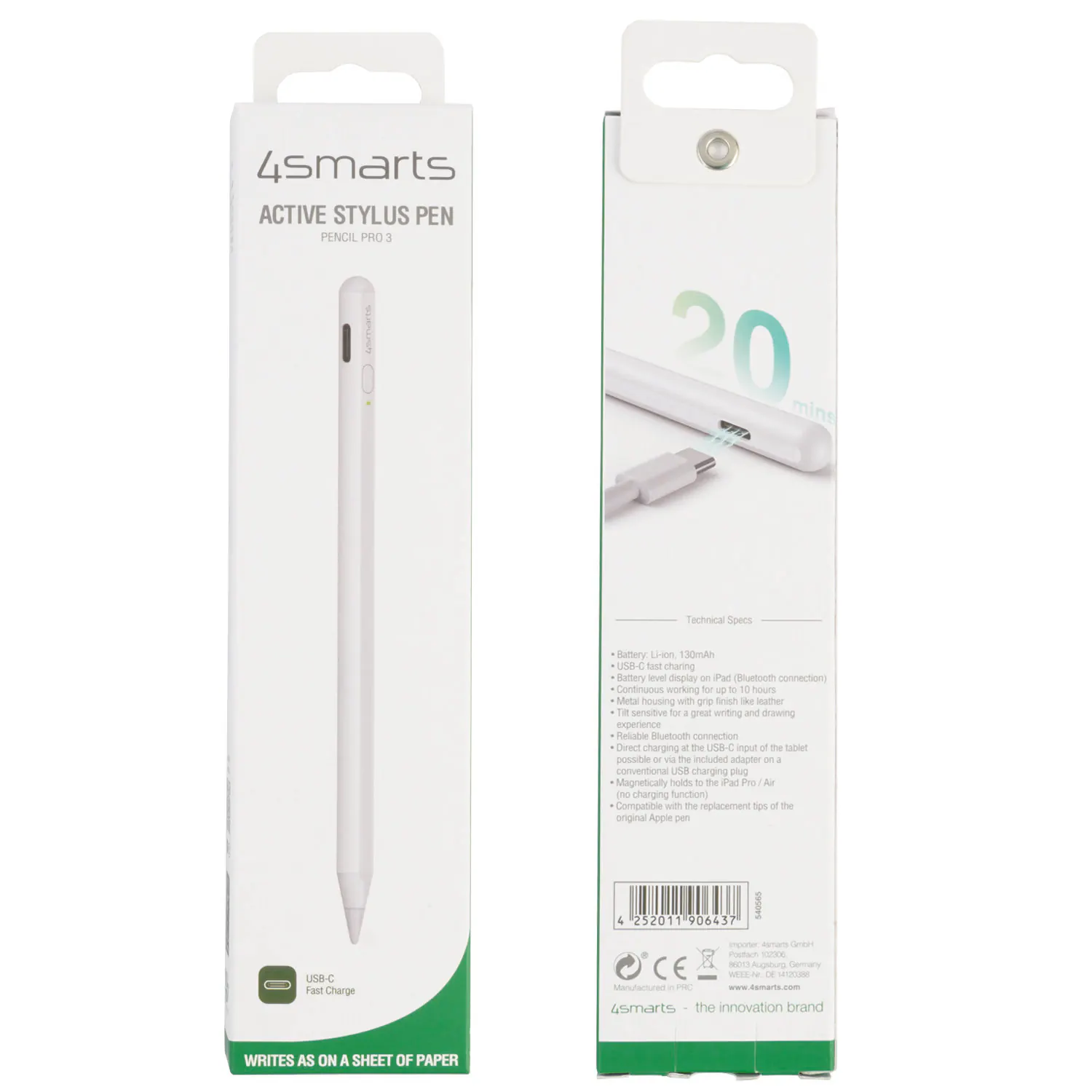 4smarts Aktiv stylus Pencil Pro 3 Hvid, bild 2
