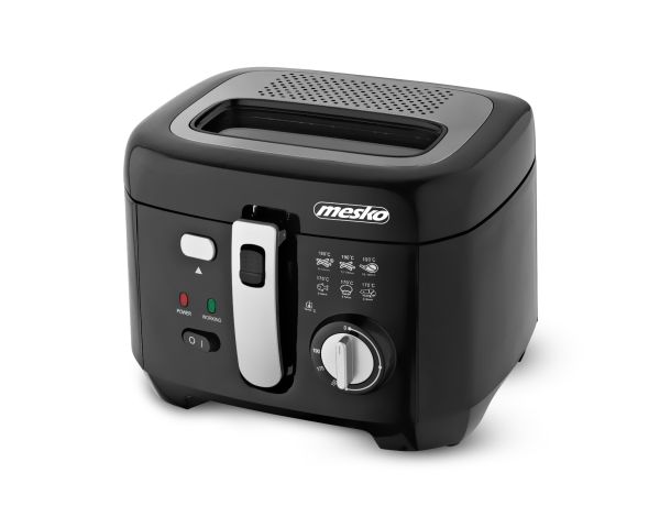 Mesko Home MS 4908, Fritös, 2,5 l, Single, Svart, Grå, Knappar, Rotations-, Fristående