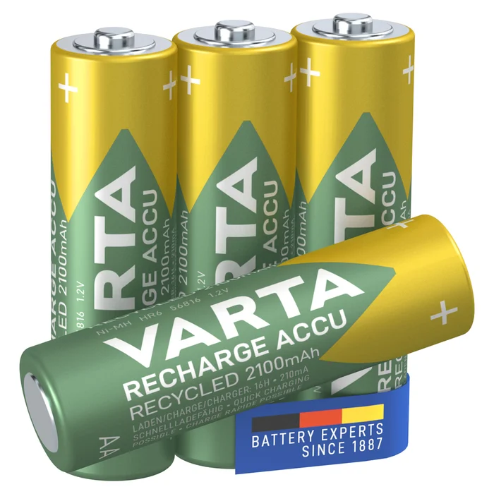 VARTA Recharge Accu Recycled uppladdningsbart AA batteri 2100mAh, 4 st