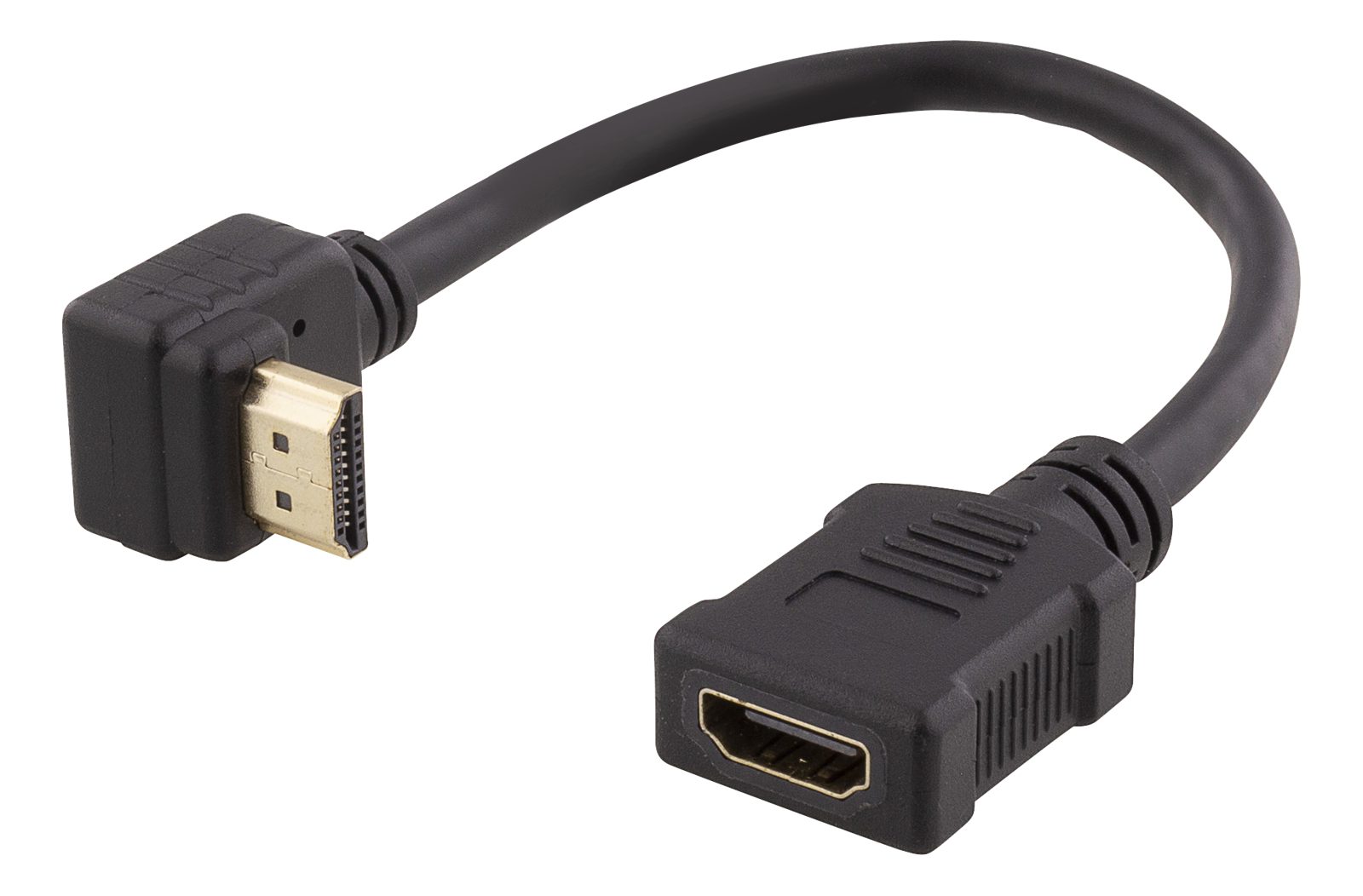 HDMI-förlängningskabel, vinklad uppåt, ha-ho, max 3840x2160@30Hz, 0,2 meter, svart, bild 4