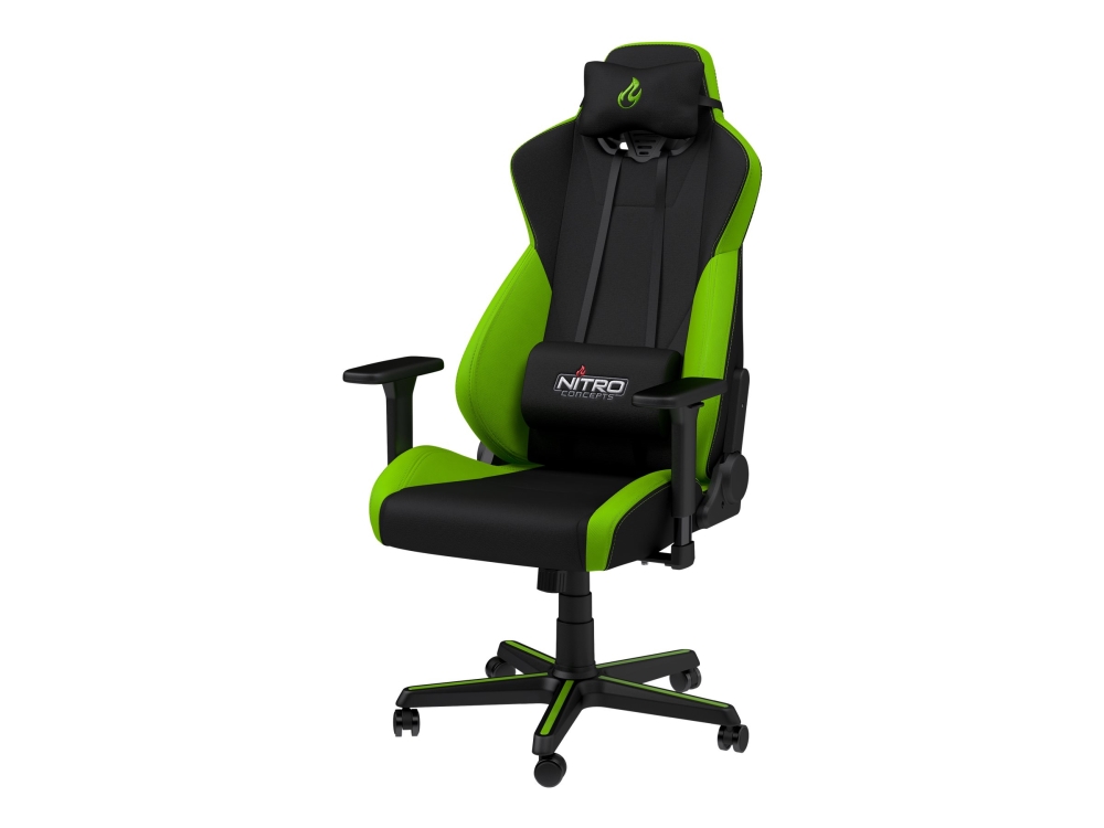 Nitro Concepts S300 - Stol - armstöd - T-formad - svängtapp - nylon, polyuretan, tyg, stål, kallt skum - svart, atomic green