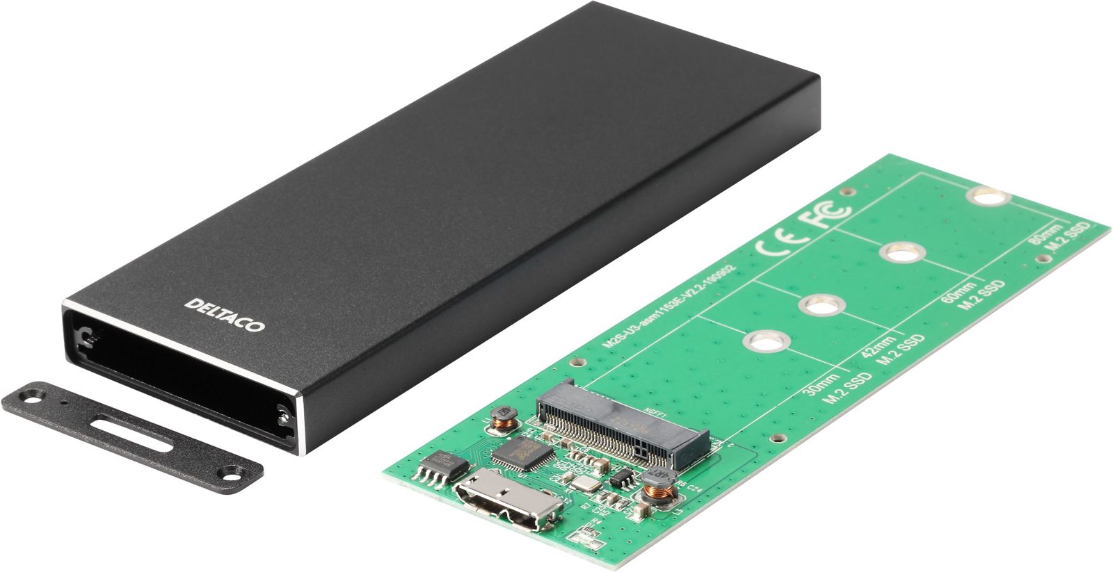 Deltaco Externt M.2 kabinett USB 3.0 5 Gbps Bla, bild 2