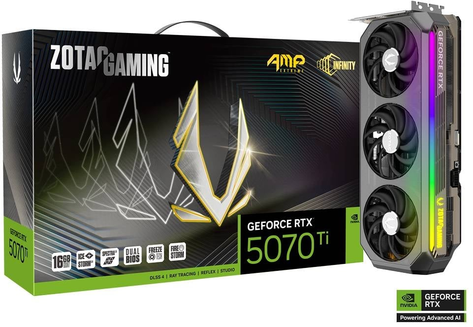 Zotac GeForce RTX 5070 Ti AMP Extreme Infinity 16 GB GDDR7, HDMI/3xDP, Spectra 2.0 RGB Lighting, bild 4