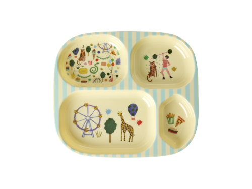 Rice - Melamine Kids 4 Room Plate with Fun Fair Print - Mint, bild 2