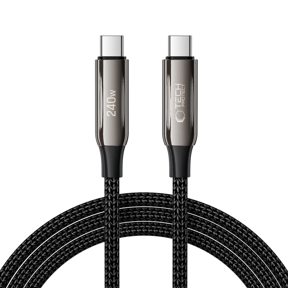 Tech-Protect UB10T Ultraboost USB-C PD240W/QC4.0-kabel 200 cm - Svart