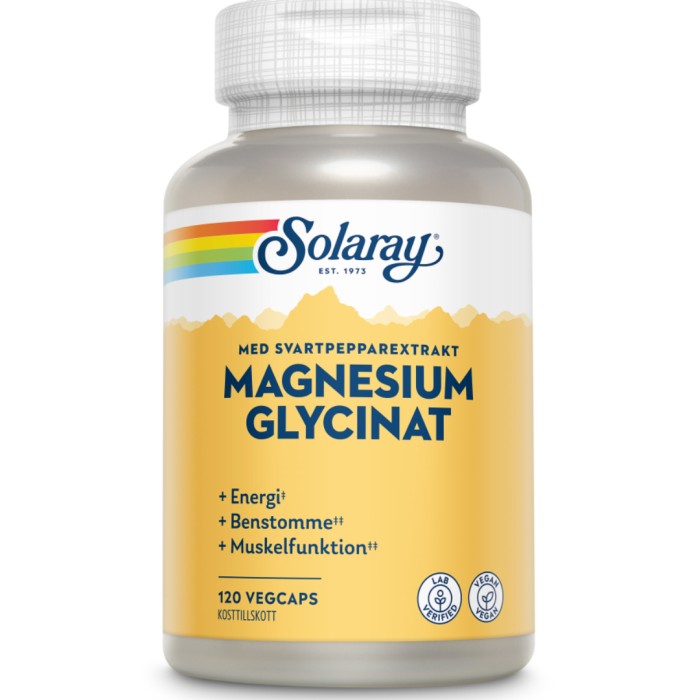 Solaray Magnesium Glycinat, 120 kaps