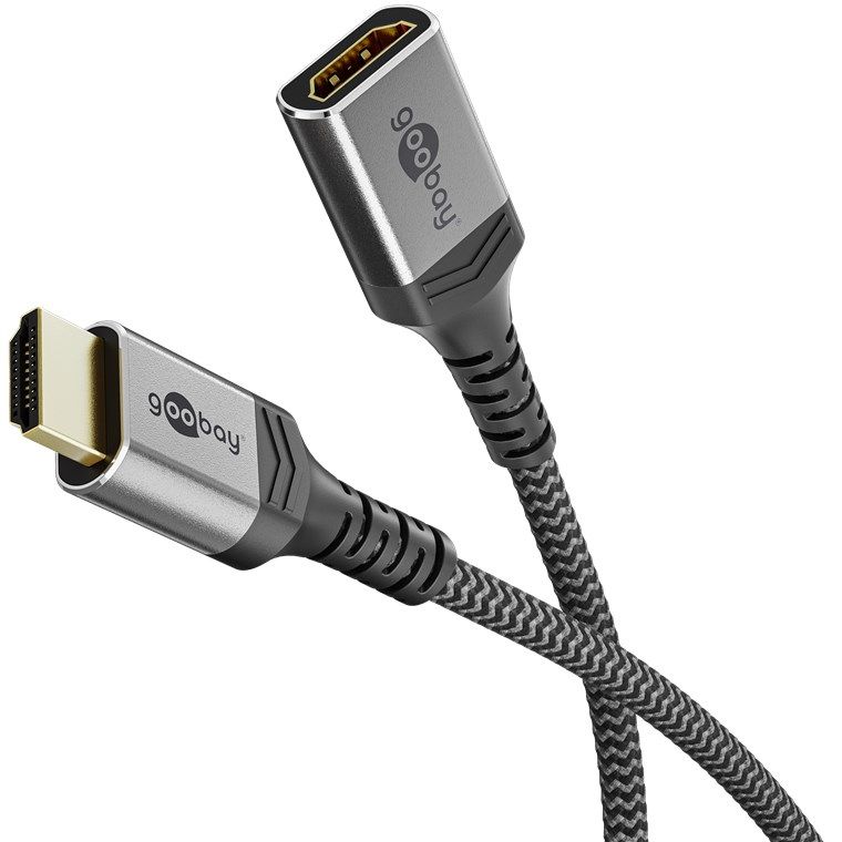 Goobay 79103, 0,5 m, HDMI Typ A (standard), HDMI Typ A (standard), 3D kompatibilitet, 48 Gbit/s, Svart, Silver