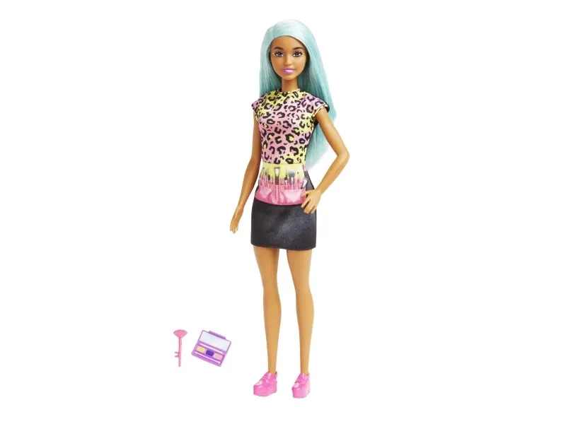 Barbie Makeupartist-docka med turkosfärgat hår och yrkesrelaterade tillbehör, som färgpalett och borste, Modedocka, Honkoppling, 3 År, Pojke/flicka, 290 mm, 120 g