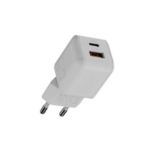 Xtorm - 45W GaN3 NextGen Hjemmeoplader USB-C/A GRS Hvid