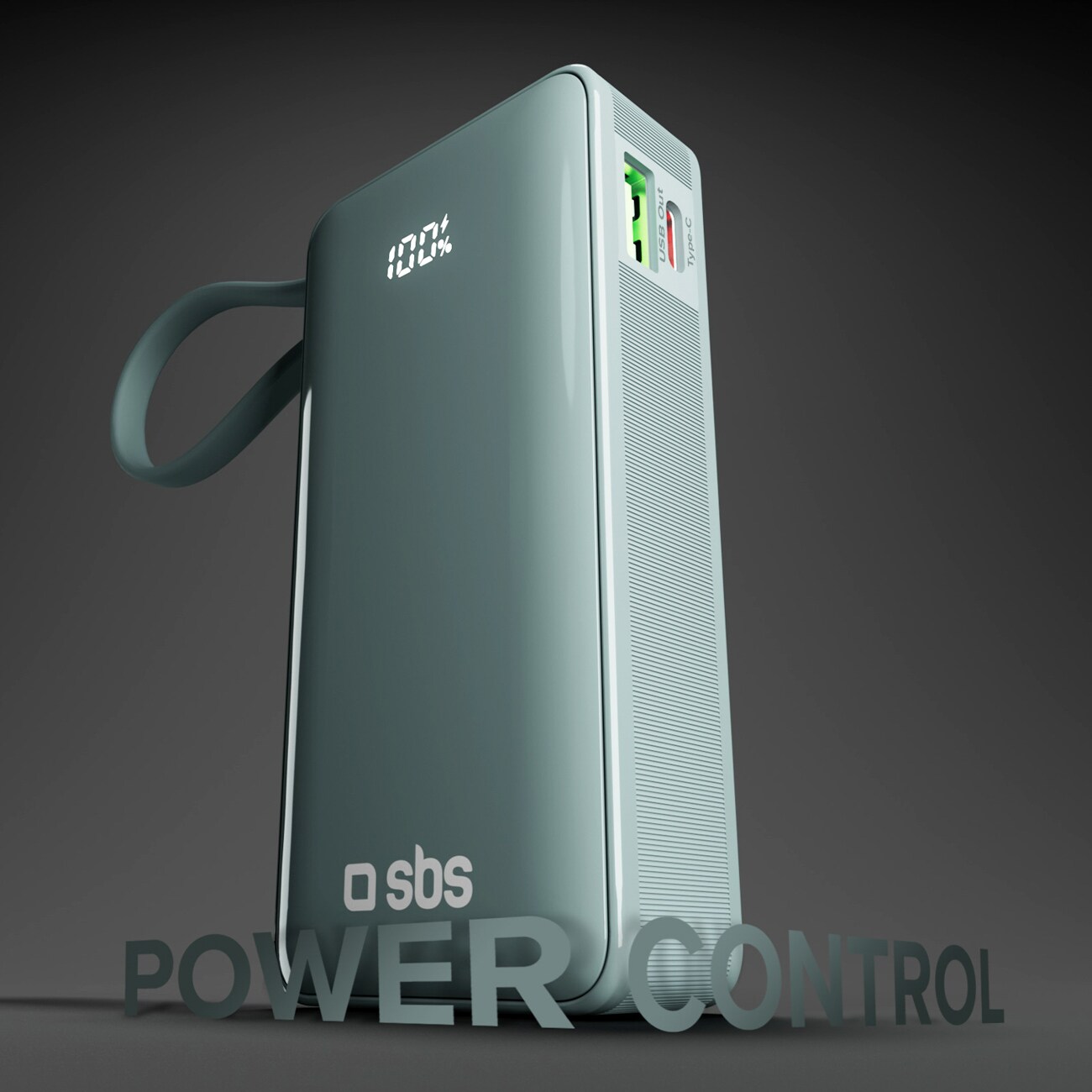 Powerbank SBS 10000 mAh 20W med inbyggd USB-C-kabel och digital display - grå, bild 5