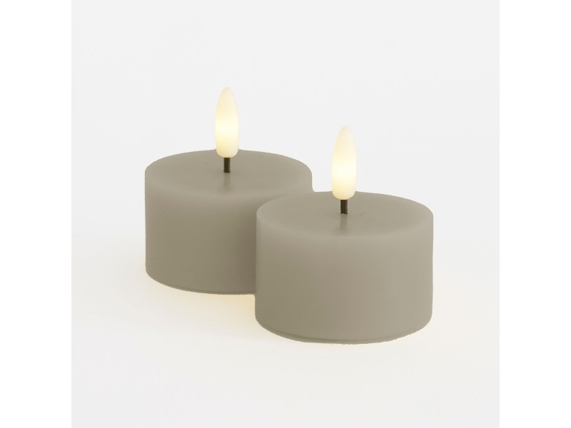 Sirius Sille värmeljus 2-pack, Ø6 x H3,4 cm, varmgrå