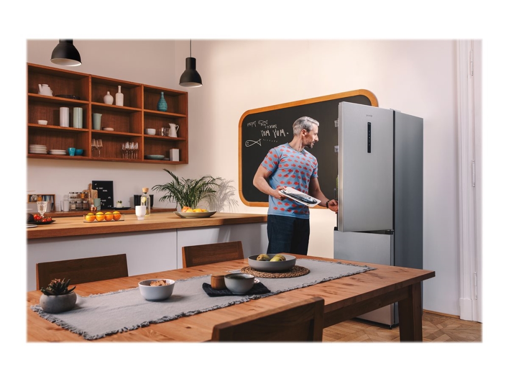 Gorenje NRK6192AS4 - Kylskåp/frys - bottenfrysskåp - bredd: 59.5 cm - djup: 59 cm - höjd: 186 cm - 304 liter - Klass E - grå