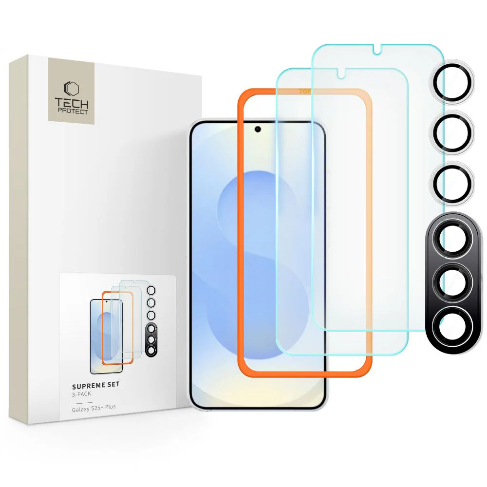 Tech-Protect Supreme Set for Samsung Galaxy S25+ 2x härdat glas / kamera - transparent
