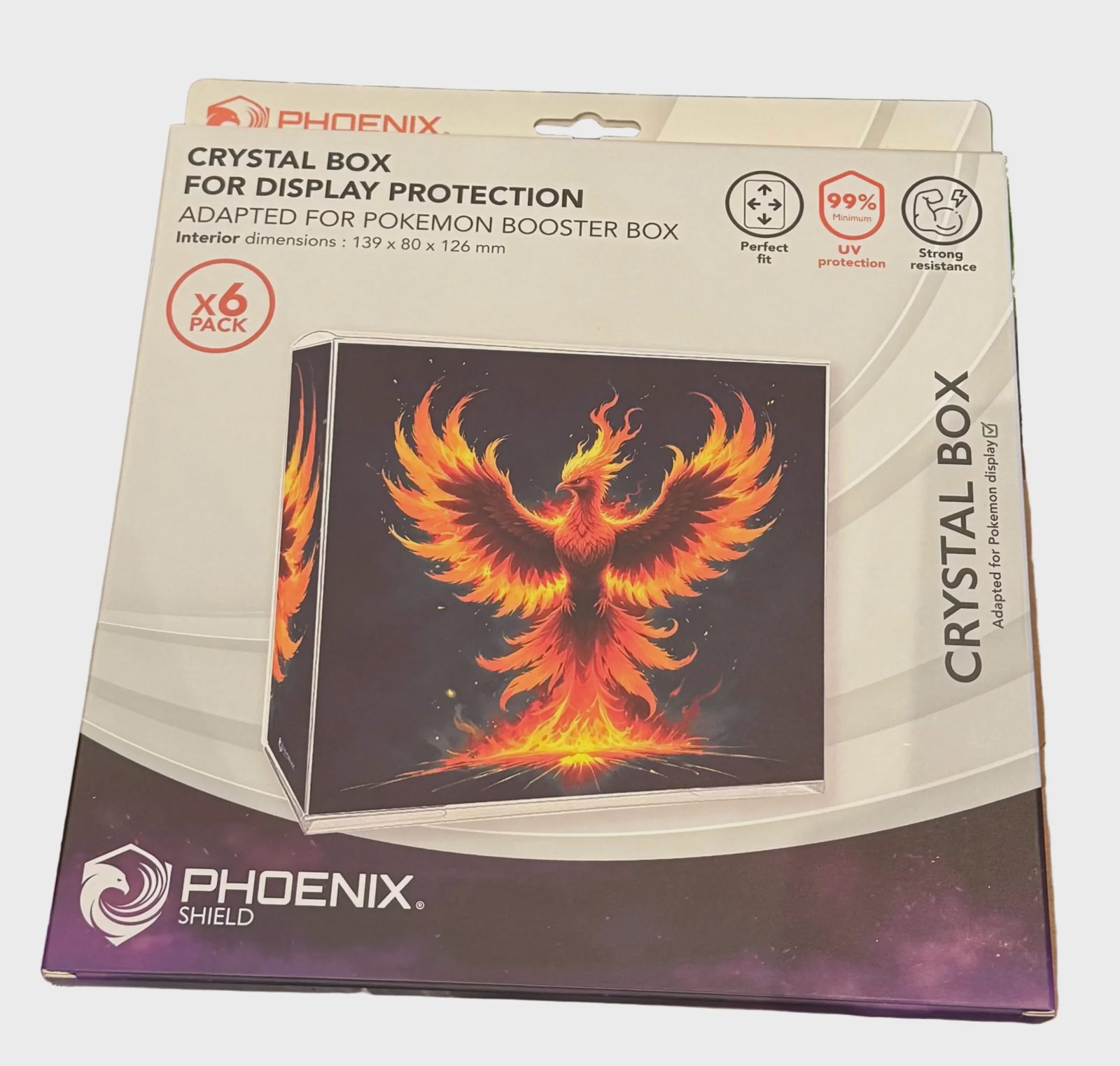 Phoenix Shield: Pokemon Booster Box Crystal Box Protection 99% UVR (6-Pack)
