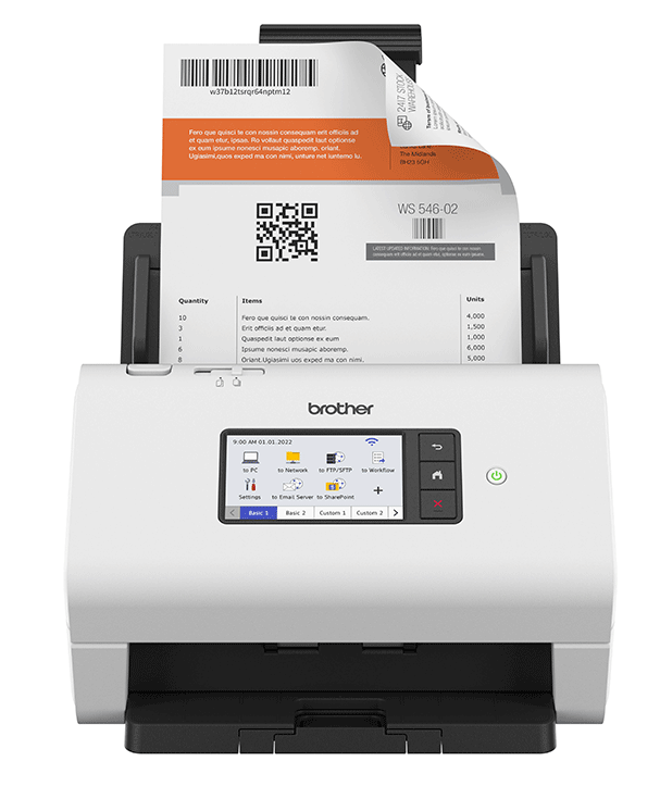 Brother ADS-4900W, 60 sid/min, duplex, 600x600 dpi, pekskärm, USB/LAN/WiFi, AirPrint Scan, bild 3
