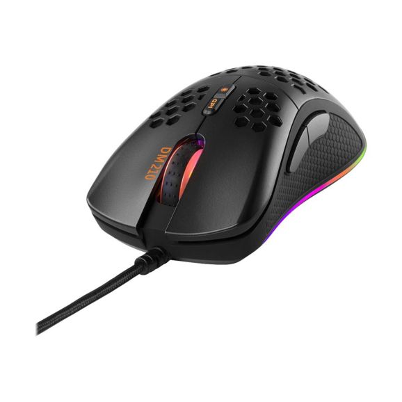 Deltaco DM210 Ultralätt gamingmus, 6400 Dpi, RGB, Gummibelagda Sidogrepp, svart (gam-108)