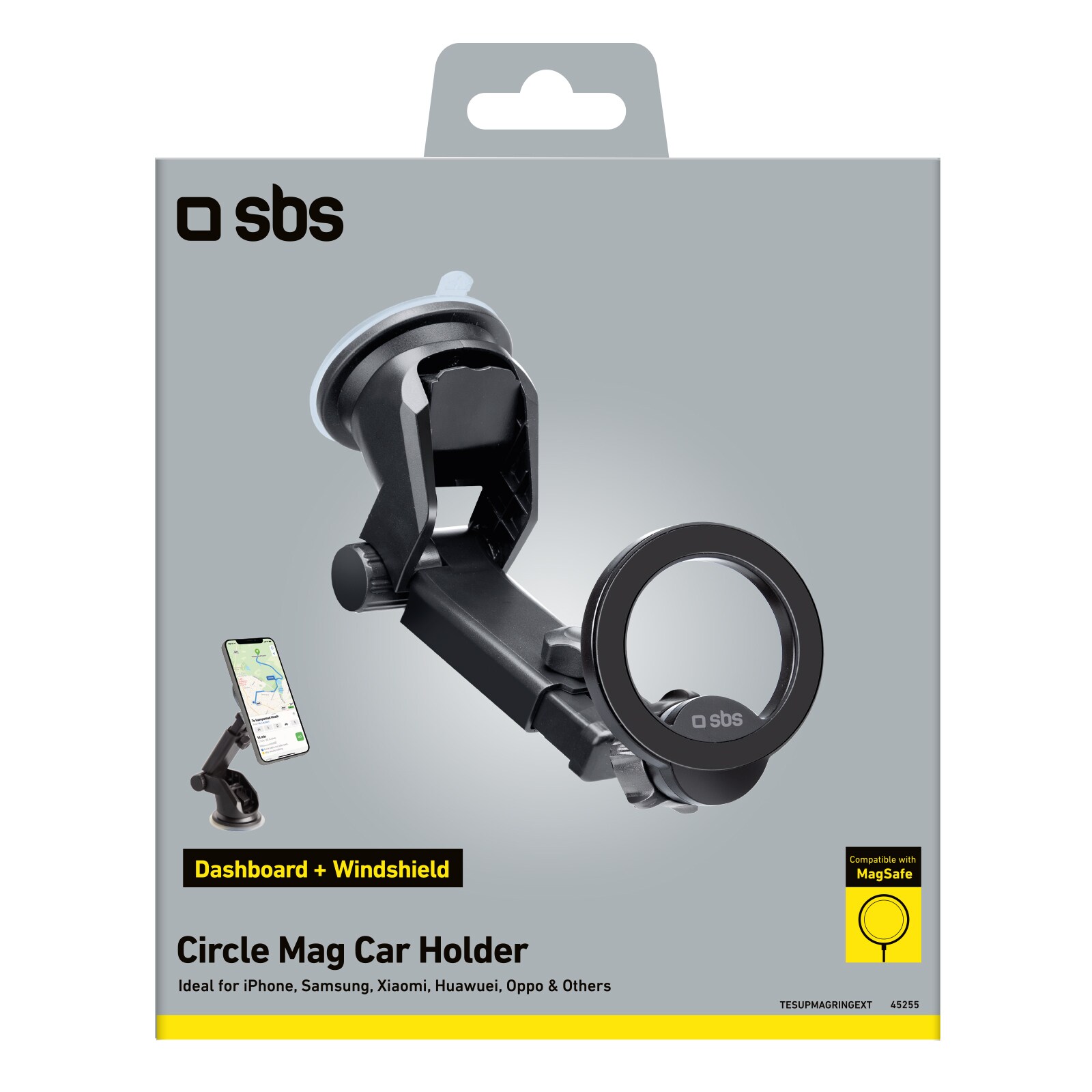SBS TESUPMAGRINGEXT Smartphone-hållare för instrumentbräda och vindruta, MagSafe-kompatibel - Svart, bild 4