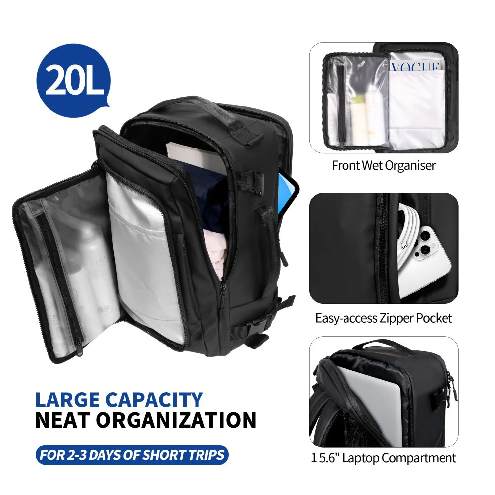 Tech-Protect Defender S50 Ryggsäck för Ryanair & Wizzar, 20L Laptop - Svart, bild 5