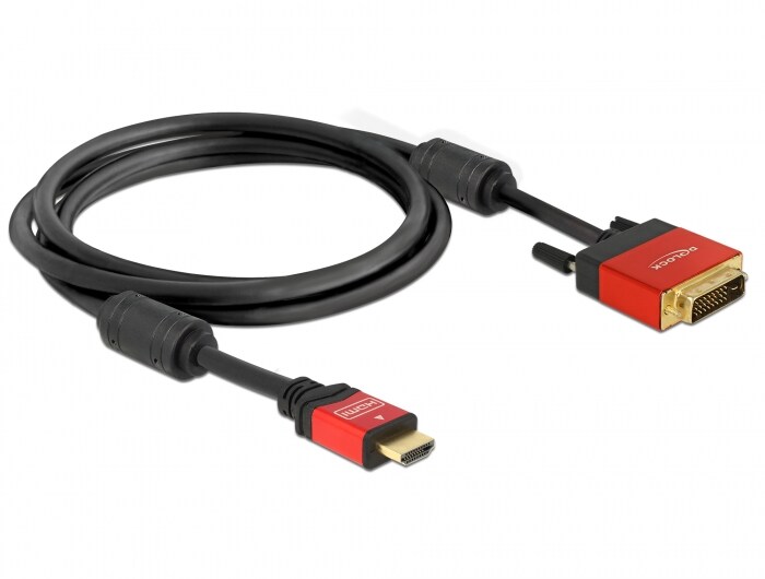 Delock HDMI till DVI 24+1 Kabel dubbelriktad 2m, bild 2
