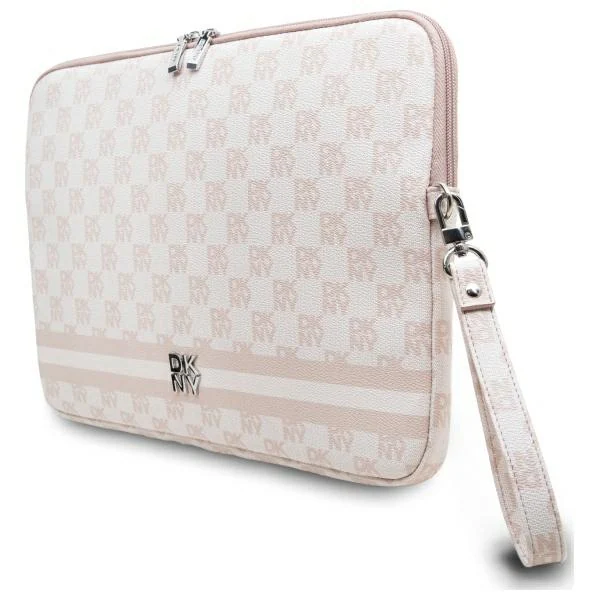 DKNY Fodral för bärbar dator 14" med rutmönster och tryckta ränder - Rosa, bild 2