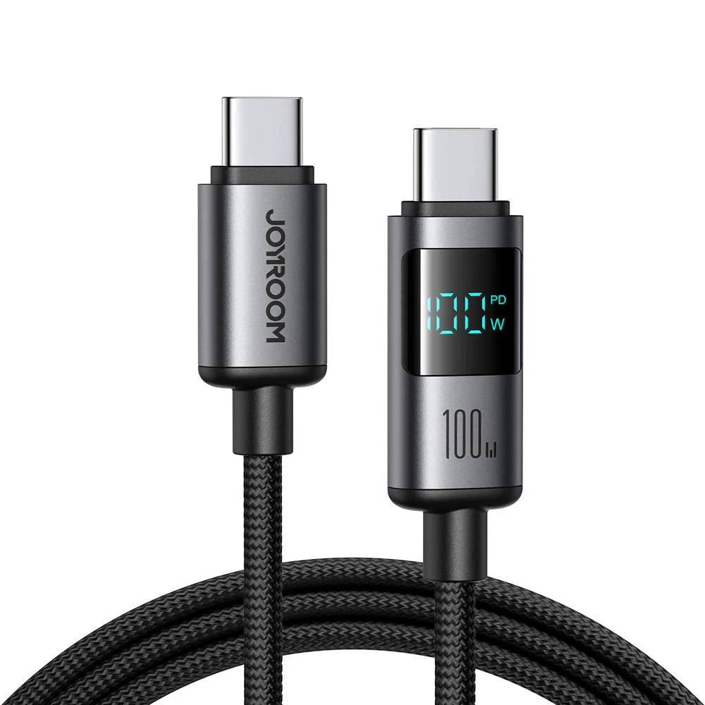 Joyroom 100W USB-C-kabel med Digital Display 1,2m - Svart