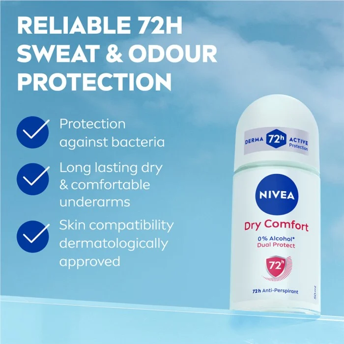 NIVEA Antiperspirant Deo Dry Comfort Roll On 50 ml, bild 2