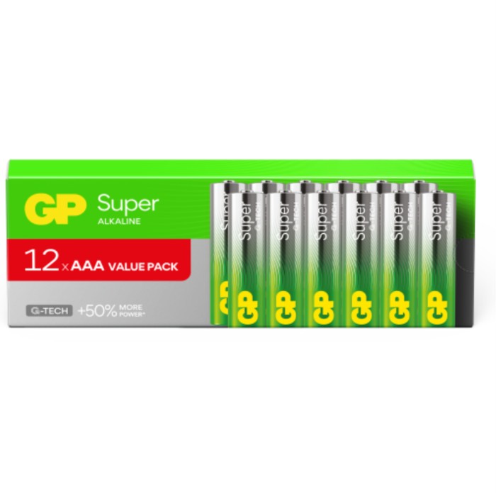 GP Super Alkaline AAA-batteri, 24A/LR03, 12-pack