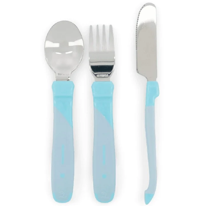 Twistshake Learn Cutlery Stainless Steel 12+m Pastel Light Blue