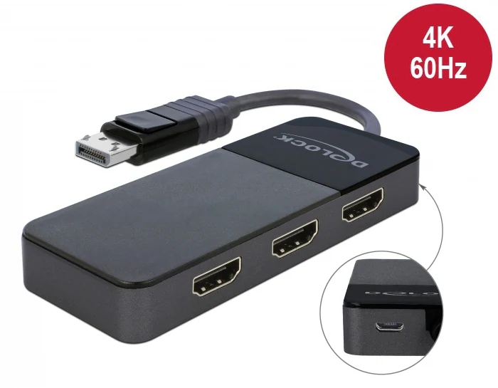 Delock DisplayPort-splitter 1x DisplayPort till 3x HDMI MST