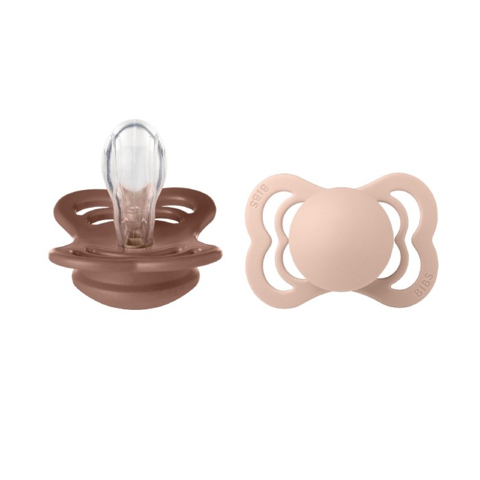 BIBS Pacifier Supreme Silicone Woodchuck/Blush Size 1 2 st
