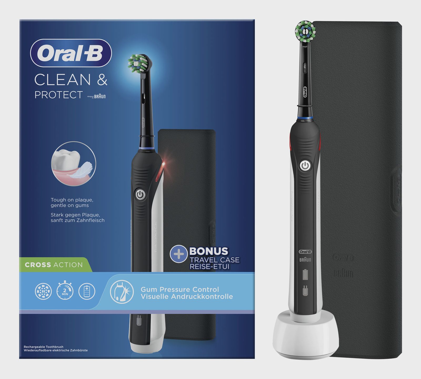 Oral-B Pro 2 Clean & Protect eltandborste, svart + resefodral