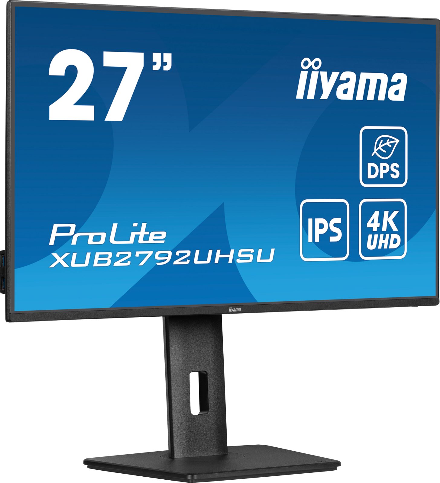 27" iiyama ProLite XUB2792UHSU-B6, IPS 4K/3840x2160, 4 ms, höjdjusterbar, pivot, HDMI/DP/USB-C 15W, högtalare, USB 3.2-hubb, bild 3