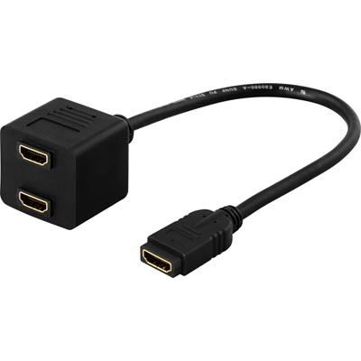 DELTACO Adapter HDMI ho till 2xHDMI ho Svart