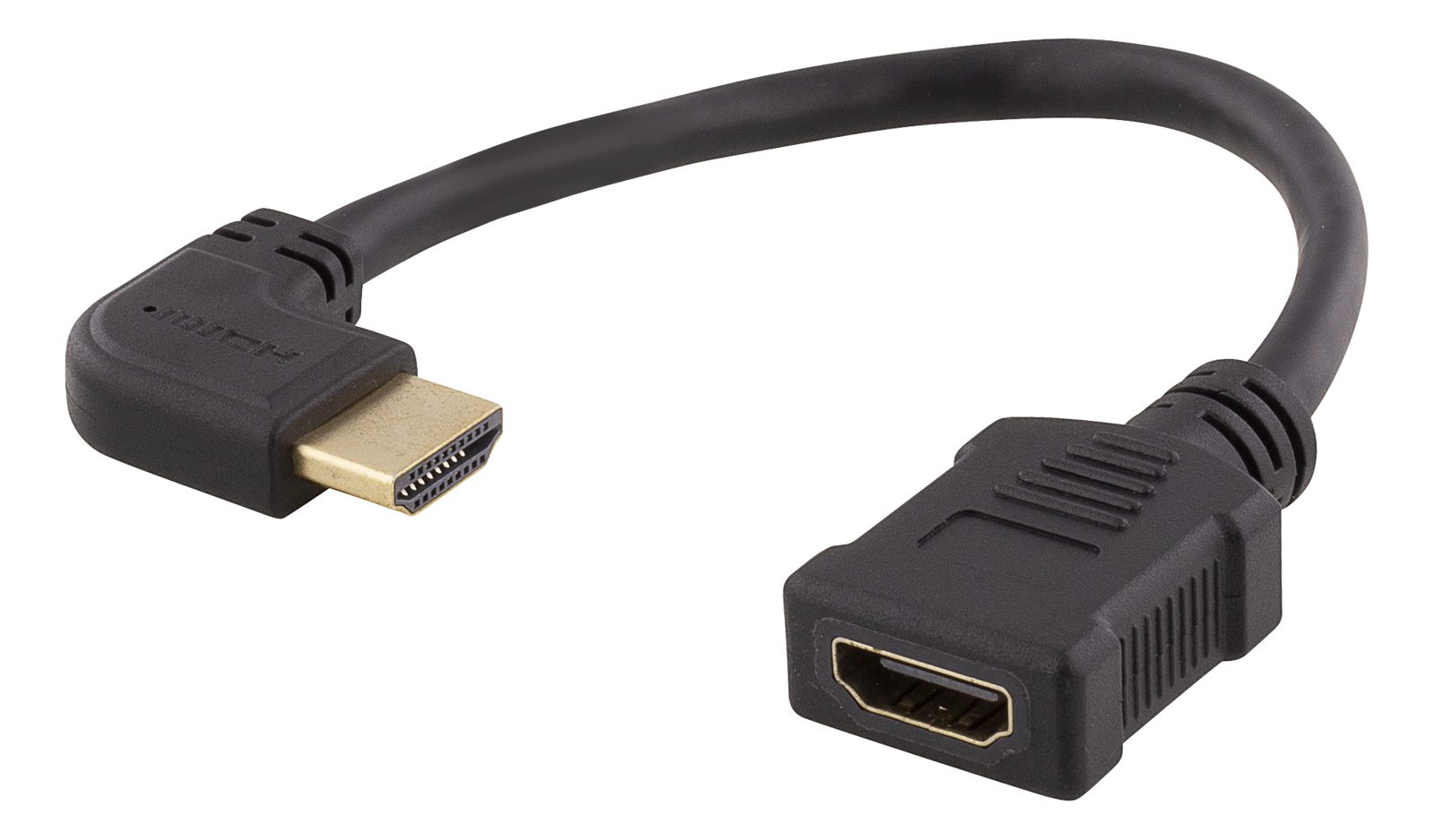 HDMI-förlängningskabel, vinklad vänster, ha-ho, max 3840x2160@30Hz, 0,2 meter, svart, bild 2