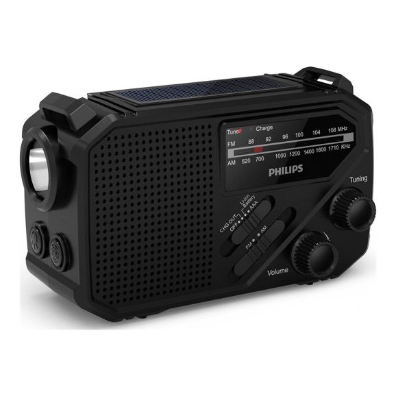 Philips TAR1609/00 bärbar FM/AM-vevradio och ficklampa, svart
