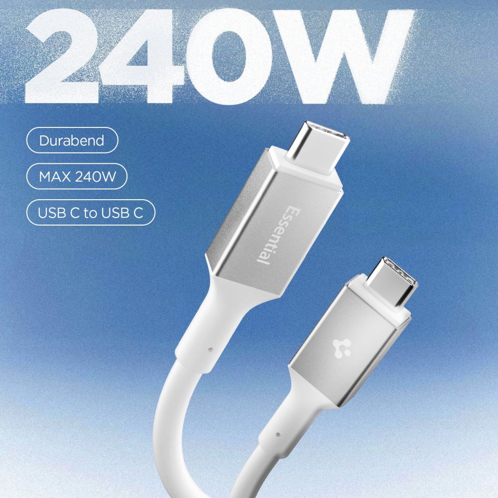 Spigen EB24012CC USB-C-kabel 240 W, 120 cm – vit, bild 2