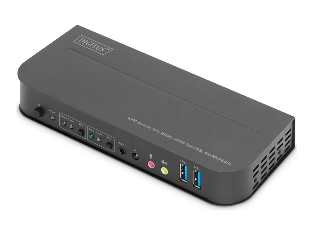Digitus DS-12874 2-portars HDMI KVM-switch 4Kx2K@60Hz, svart