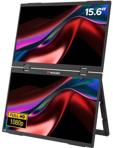 2x15.6" Verbatim Portable Dual Monitor Essentials, Full HD IPS 1920x1080, USB-C/MiniHDMI, högtalare, bild 3