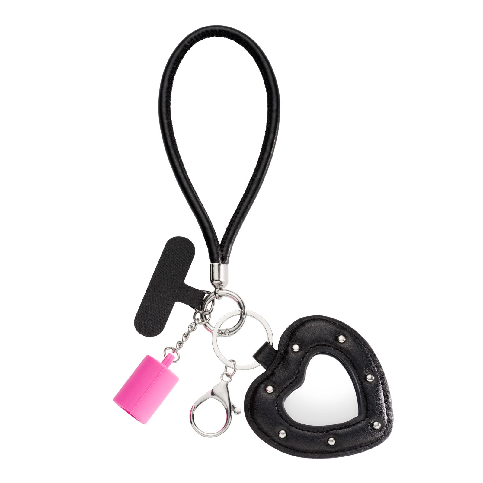 KICKS Beauty Phone Bag Charm With Mirror & Gloss Hanger Black Black