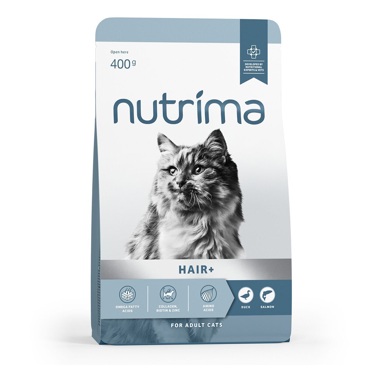 Nutrima Cat Adult Hair+ Duck & Salmon Torrfoder till Katt 400g