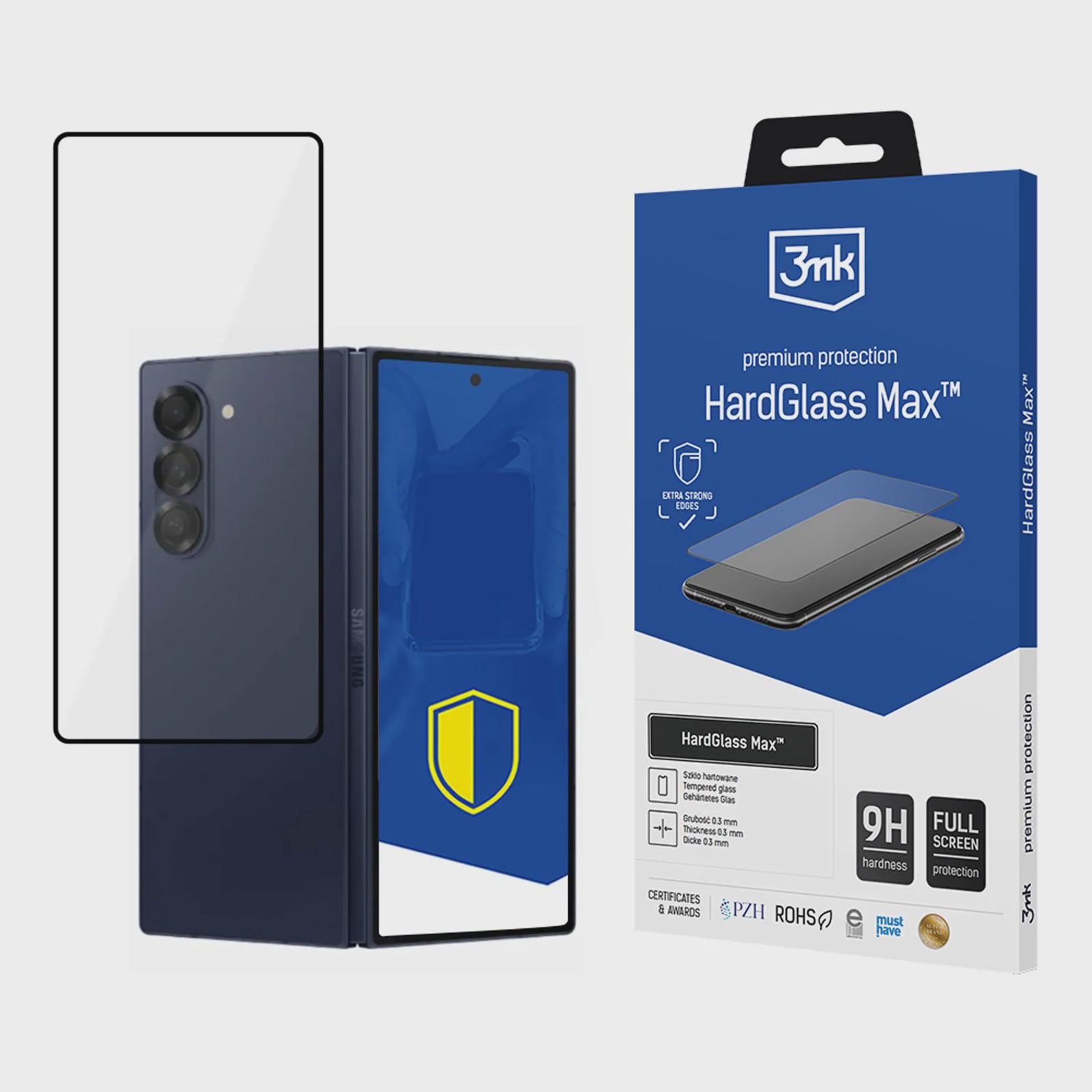 Härdat glas 3mk HardGlass Max Black till Samsung Galaxy Z Fold 6 (framsida)