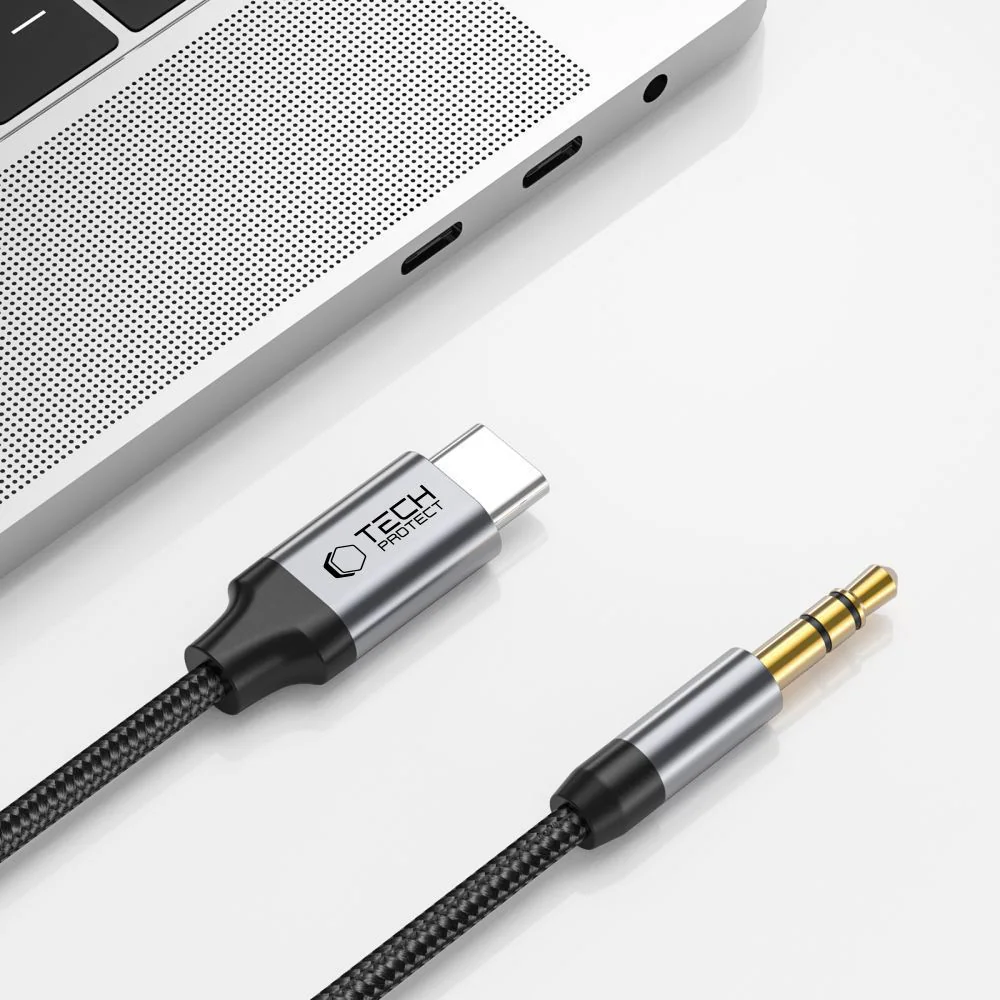 Tech-Protect UltraBoost audio USB-C / 3,5 mm mini-jackkabel 1 m - svart, bild 3