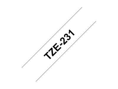 Brother TZE231 Tejp 12 mm X 8 M, svart/vit