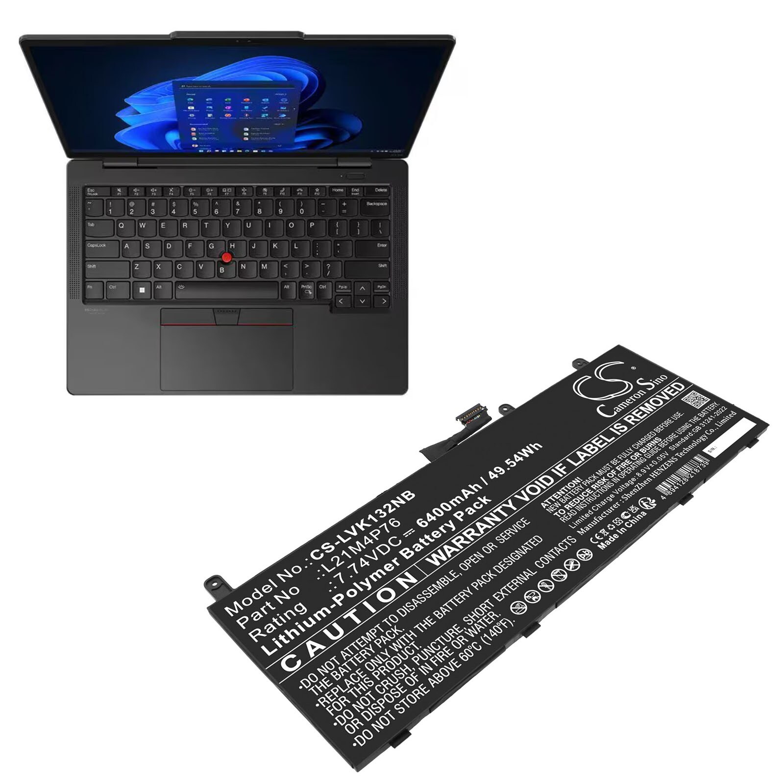 Batteri till Notebook, Bärbar dator för Lenovo ThinkPad X13S GEN 1-21BX000EHV m.fl., bild 2