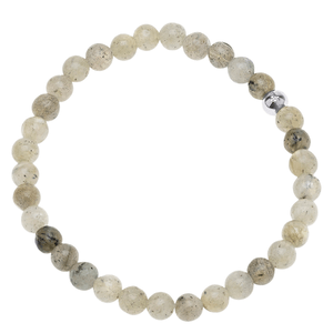 Timi Of Sweden Erik Stone Bead Bracelet Stainless Steel White Spectrolite