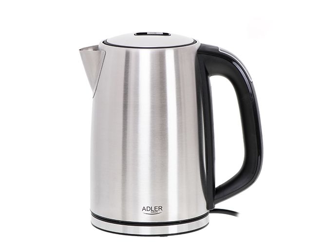 Adler AD 1340, 1,7 l, 2200 W, Svart, Silver, Stål, Justerbar termostat, Vattennivå indikator